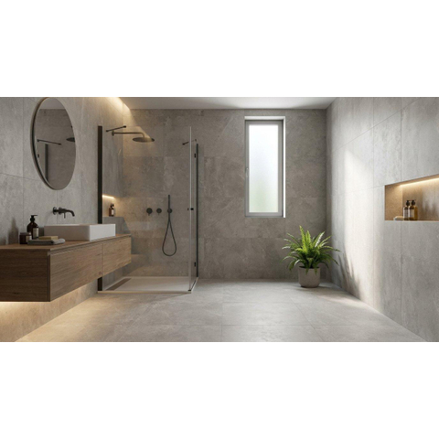 ÉCHANTILLON Terravito Arluna carrelage murale et de sol - 60x60cm - rectifié - Effet béton - Acero mat (gris) SW1130756