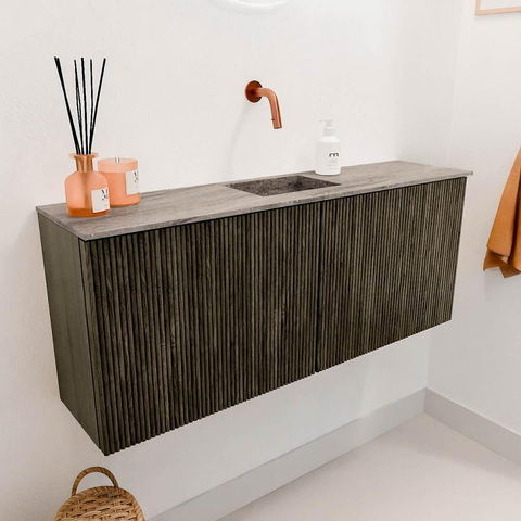 Mondiaz JOYA-DLUX 100cm meuble de salle de bains - couleur Shadow - Vasque FAYE position Milieu Sans trou de robinet couleur Oza. SW1425045