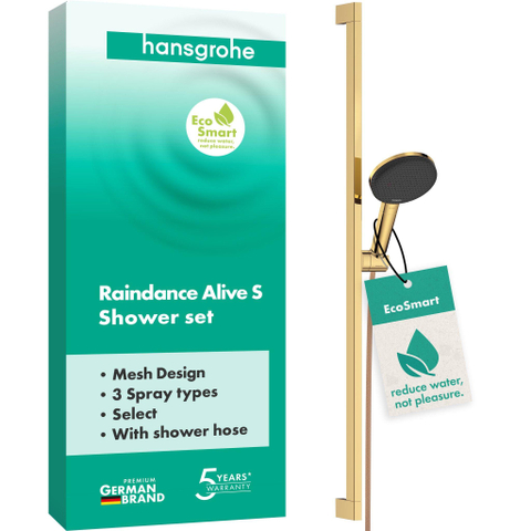 Hansgrohe Raindance alive Sel.S - 125 - 3jet - ecosmart - doucheset - 90cm - gepolijst goud (goud) SW1388436