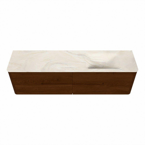 Mondiaz CIRO-DLUX Ensemble de meubles de salle de bains - 180x45x50cm - Plan vasque Solid surface Ostra - 1 lavabo à droite - 1 trou de robinet - 4 tiroirs - Ruby SW1531876