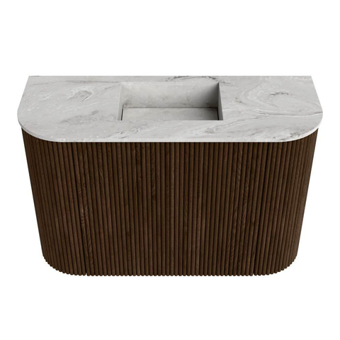 Mondiaz JOYA-DLUX 63.2cm toiletmeubel - ronding links en rechts kleur Walnut - Wastafel FAYE positie Midden Zonder kraangat kleur Glace. SW1422408