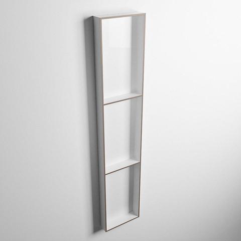 Mondiaz Easy nis 29.5x149.5x8cm voor Inbouw/opbouw 3 open vakken Solid surface Talc/Smoke SW643901