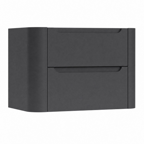 H&R Badmeubelen Juice Meuble sous-vasque - 80x45x50cm - coins arrondis - 2 tiroirs - poignée intégrée - anthracite mat SW1489332
