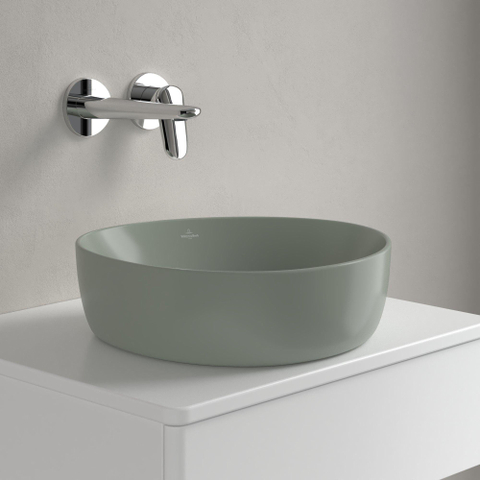 Villeroy & Boch Antao opzetwastafel - 40x39.5cm - zonder kraangat - zonder overloop CeramicPlus - Morning Green (mat groen) SW917946