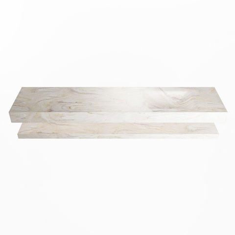 Mondiaz ALAN-DLUX Ensemble de meuble - 200cm - meuble Ostra mat - 0 tiroirs - Lavabo Cloud Ostra suspendu - vasque Droite - 0 trous de robinet SW809225