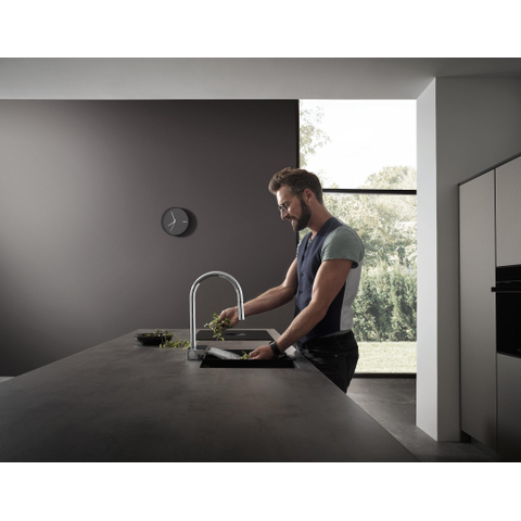 Hansgrohe Aquno Select M81 - 1 greeps keukenkraan - 170 uittrekbare vuistdouche - 3jet - sbox - hoogglans chroom SW878838