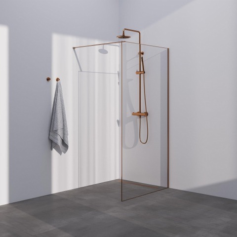 BRAUER Season Inloopdouche set 1 helder glas 90x200 met muurprofiel en lijst rondom koper geborsteld SHOWROOMMODEL SHOW24671