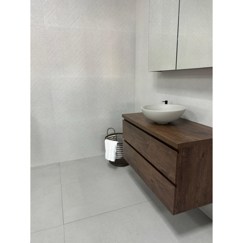 ÉCHANTILLON Terravito Melora Carrelage mural - 60x120cm - rectifié - Effet béton - White décor mat (blanc) SW1130694