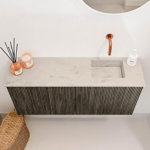 Mondiaz JOYA-DLUX 90cm toiletmeubel - kleur Shadow - Wastafel FAYE positie Rechts Zonder kraangat kleur Opalo. SW1422928