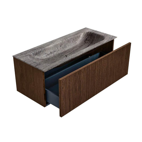 MONDIAZ KURVE-DLUX 110cm badmeubel kleur Walnut met 1 lade en 0 deuren. Wastafel BIG MEDIUM Midden 1 kraangat Oza. SW1432446
