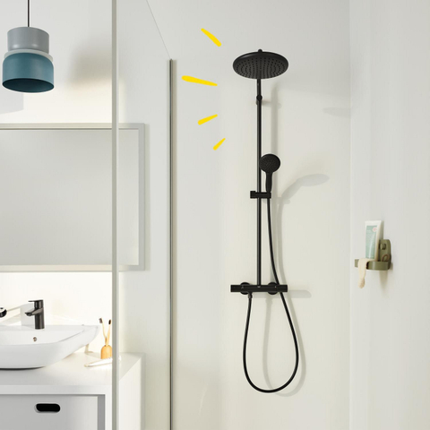 Grohe Vitalio Start 250 Regendoucheset - hoofddouche 25cm - ronde handdouche - 2 straalsoorten - met douchethermostaat - matte black (mat zwart) SW1126877