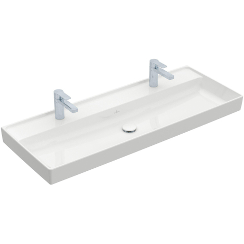 Villeroy & Boch Collaro meubelwastafel - 120x47cm - zonder overloop - 2 kraangaten - White Alpine (glans wit) SW358383