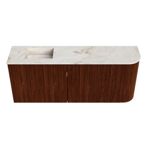 Mondiaz JOYA-DLUX 101.6cm toiletmeubel - ronding rechts kleur Ruby - Wastafel FAYE positie Links 1 kraangat kleur Frappe. SW1423496