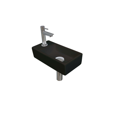 Ink Versus fonteinset – 36x18x9 cm – porselein zwart – kraangat links – chromen kraan SW493374
