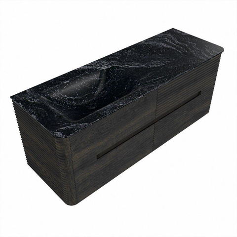 Mondiaz CIRO-DLUX Ensemble de meubles de salle de bains - 130x45x50cm - lavabo en solid surface Lava - 1 vasque à gauche - sans trous de robinet - 4 tiroirs - Shadow SW1532280