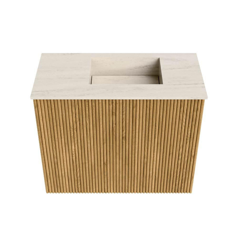 Mondiaz JOYA-DLUX 50cm toiletmeubel - kleur Oak - Wastafel FAYE positie Rechts Zonder kraangat kleur Meli. SW1423919