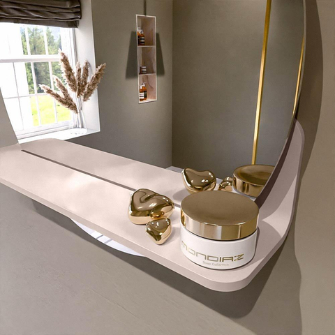 Mondiaz SPOT miroir – Ø 50 cm – avec tablette – Rosee (rose) SW1235590
