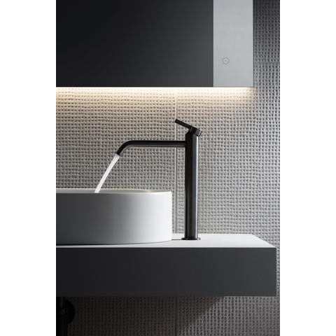 Hotbath Ace Wastafelmengkraan - hoog - opbouw - zonder waste - PVD - gepolijst zwart SW1117571