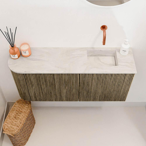 Mondiaz JOYA-DLUX 91.6cm toiletmeubel - ronding links kleur Dusk - Wastafel FAYE positie Rechts Zonder kraangat kleur Ostra. SW1423421