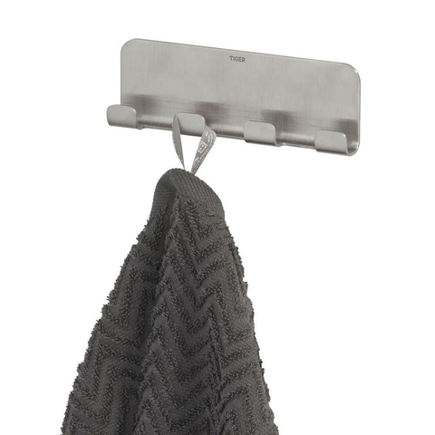 Tiger Colar Handdoekhaak - 4 haken - zelfklevend - geborsteld RVS SW106809