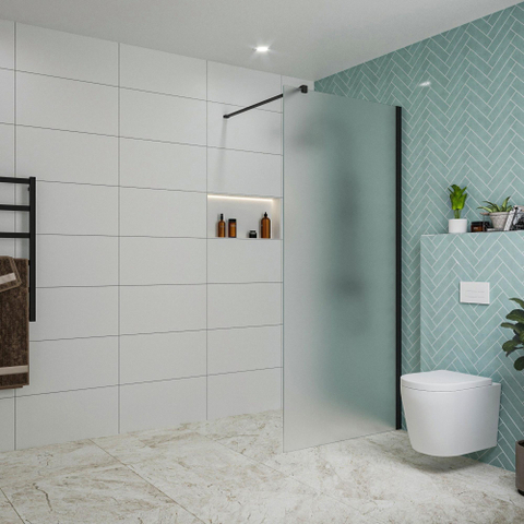 FugaFlow Eccelente Vetro inloopdouche badkamer - 90x200cm - mat glas - wandarm - mat zwart - SW1125157