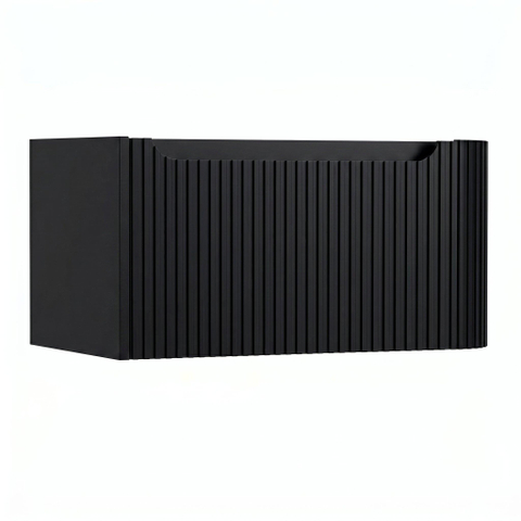 H&R Badmeubelen Juice Wastafelonderkast - 80x45x40cm - rechterhoek afgerond - 3D-front - 1 lade - geïntegreerde greep - zwart mat SW1259534