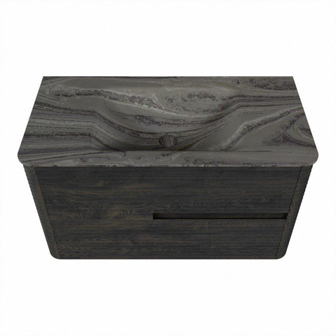 Mondiaz CIRO-DLUX Badkamermeubelset - 90x45x50cm - Solid surface wastafel Sombra - 1 wasbak Midden - zonder kraangaten - 2 lades - Shadow SW1532740