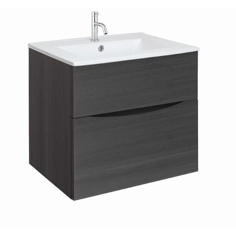 Crosswater Glide II Badmeubelset - 60x45x52cm - 2 lades - greeploos - wastafel - kraangat - ice white - steelwood (hout) SW890275