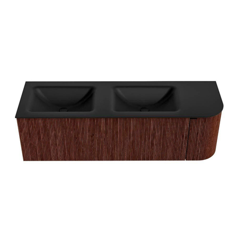 Mondiaz KURVE Badkamermeubelset - 145x46x40cm - 1 lade - 1 deur - wastafel solid surface - dubbel / links - zonder kraangat - Ruby SW1415355