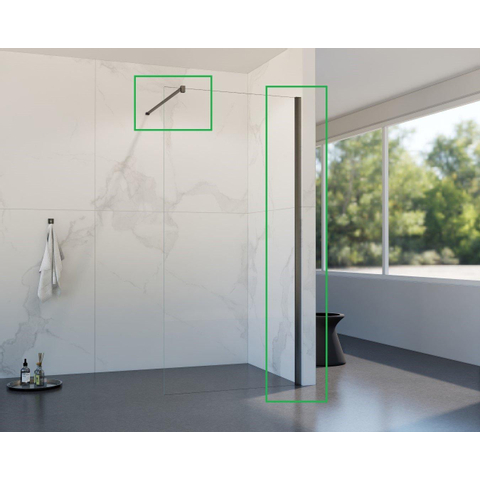 Fortifura Galeria profielset - 200cm + stabilisatiestang - 120cm - PVD - geborsteld gunmetal (antraciet) SW968236