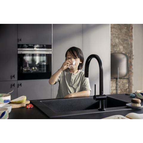 Hansgrohe Aqittura M91 SodaSystem 210, uittrekbare uitloop 1jetsBox, starter set mat zwart SW1567463