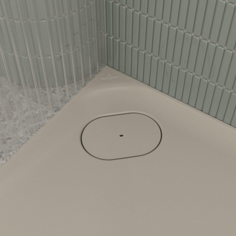 Villeroy & Boch Ecora douchebak - 90x90x3.5cm - hoekafvoer - almond (beige) SW1558985