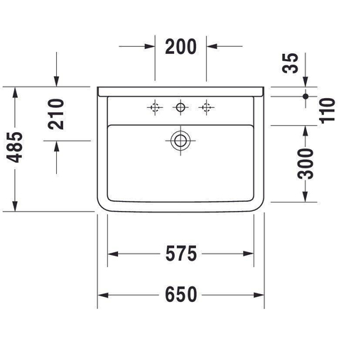Duravit Starck 3 Philippe Starck - 3 wastafel - 65x48cm - wondergliss - wit 0312576
