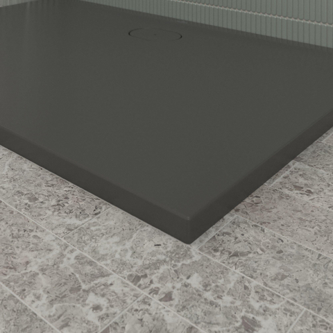 Villeroy & Boch Ecora douchebak - 140x90x3.5cm - afvoer lange zijde - anthracite (antraciet) SW1558875