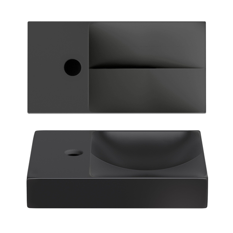 Clou Vale lave-mains en céramique 38x19x7cm trou de robinet à gauche Noir mat SW451468