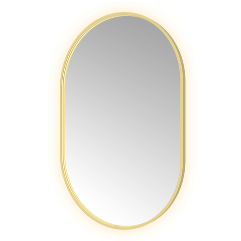 Hotbath &MORE Spiegel Oval - 80x120cm - direct en indirect LED - spiegelverwarming - dimbaar - met afstandsbediening - PVD - geborsteld messing goud SW1245627