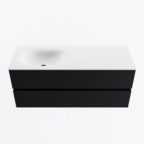 MONDIAZ VICA meuble sous lavabo 120cm Urban 2 tiroirs. Lavabo MOON gauche 1 trou de robinet, couleur Talc. SW1381926