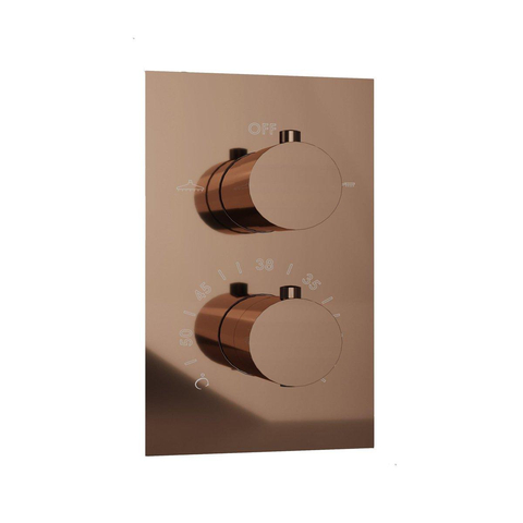Fortifura Calvi Ensemble de douche à encastrer - thermostatique - bras plafond - glissière - douche principale de 30 cm - douchette à main - flexible de douche lisse - Cuivre brossé PVD SW1412123