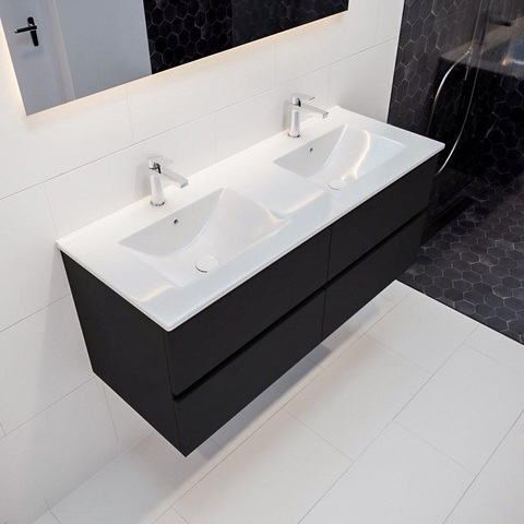 MONDIAZ VICA Ensemble de meuble salle de bain - 120cm - 4 tiroirs - lavabo Denia double 2 trous de robinet - céramique - urbain SW410236