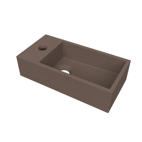 Arcqua Flair fontein - 36x18x9cm - cast marble - 1 kraangat - links - mat mokka SW1584217