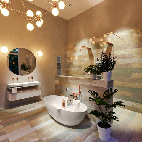 MONDIAZ FLOAT Baignoire îlot - 170x80cm - Lin SW491511