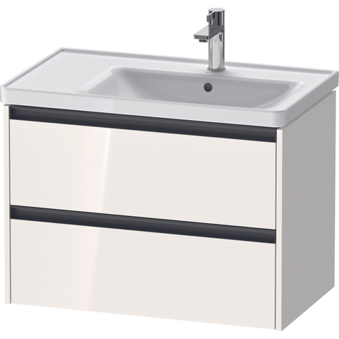 Duravit Ketho.2 Wastafelonderbouwkast - met 2 laden - voor waskom rechts - 78.4x45.5x54.9cm - met grepen antraciet - hoogglans wit SW771802