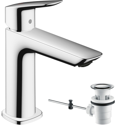 Hansgrohe Logis Eengreeps wastafelmengkraan - 110 - coolstart - met PopUp - trekwaste - hoogglans chroom SW651347