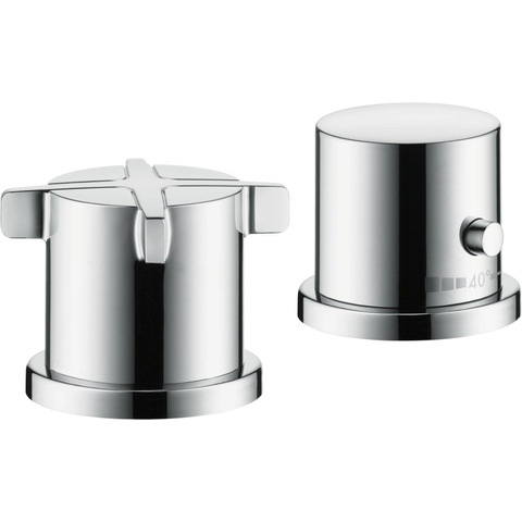 Hansgrohe Universeel Basisgarn. 2-gats badrand - thermostaat - met trio en omstel + - stopkraan 0458716