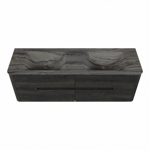 Mondiaz CIRO-DLUX Badkamermeubelset - 150x45x50cm - Solid surface wastafel Sombra - 2 wasbak Dubbel - 2 kraangaten - 4 lades - Shadow SW1532821