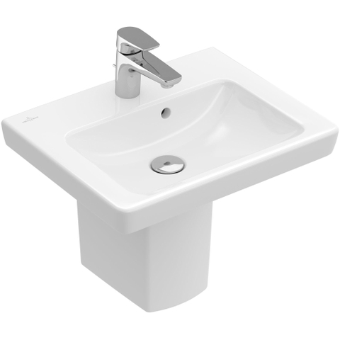 Villeroy & Boch Subway 2.0 fontein - 50x40cm - 1 kraangat - met overloop CeramicPlus - White Alpine (glans wit) 1024200