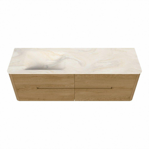Mondiaz CIRO-DLUX Badkamermeubelset - 150x45x50cm - Solid surface wastafel Ostra - 1 wasbak Links - zonder kraangaten - 4 lades - Oak SW1530952