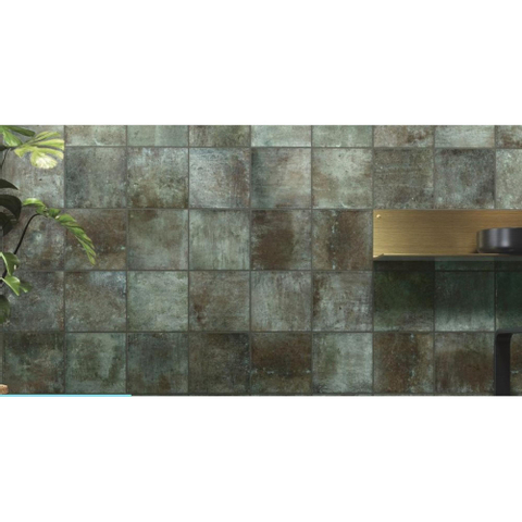 Ceralto Neroli Stone carrelage sol et mur - 14x14cm - 9mm - R9 - effet pierre - emerald mat (vert) SW795688