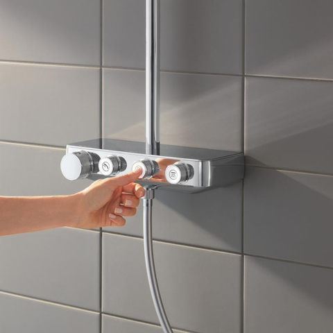 Grohe Euphoria SmartControl ensemble de douche pluie apparent – douche de tête carrée 31 cm – douchette bâton – avec inverseur – chrome SW209453
