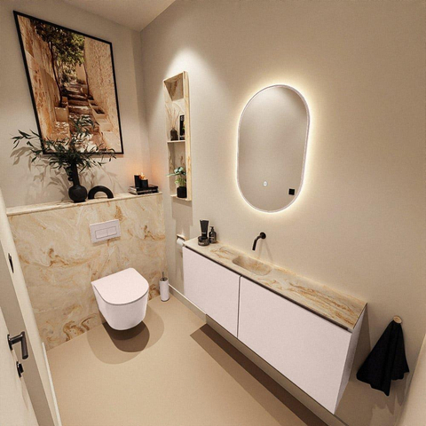 Mondiaz GLOW miroir – ovale – 45 x 90 cm – LED indirecte tout autour – capteur de mouvement – Rosee (rose) SW1105210